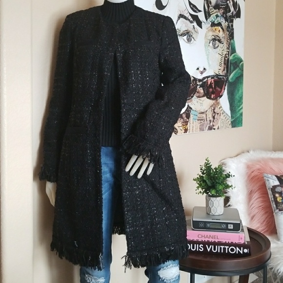 black tweed coat